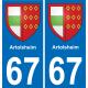 67 Artolsheim sticker plate registration city