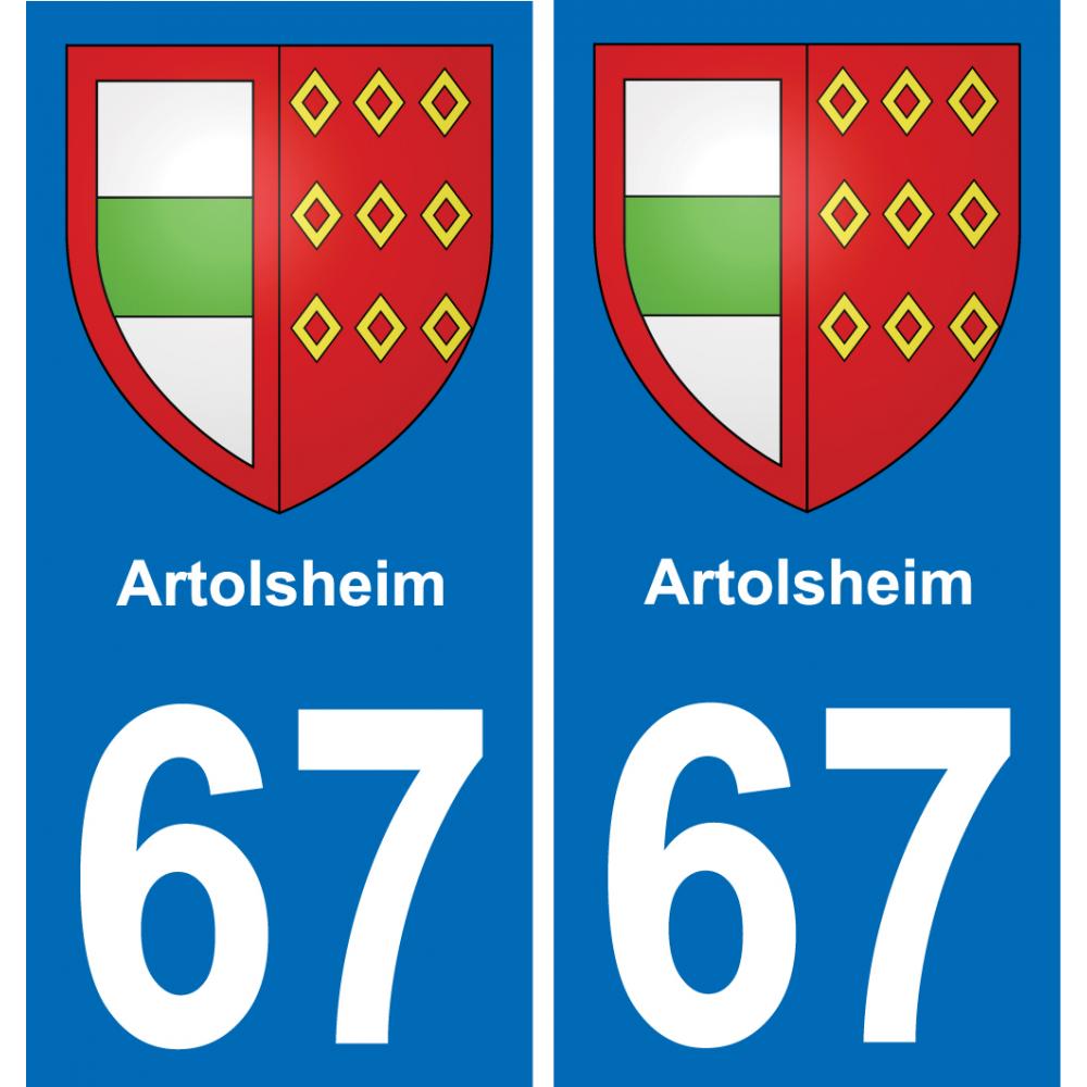 67 Artolsheim placa etiqueta de registro de la ciudad