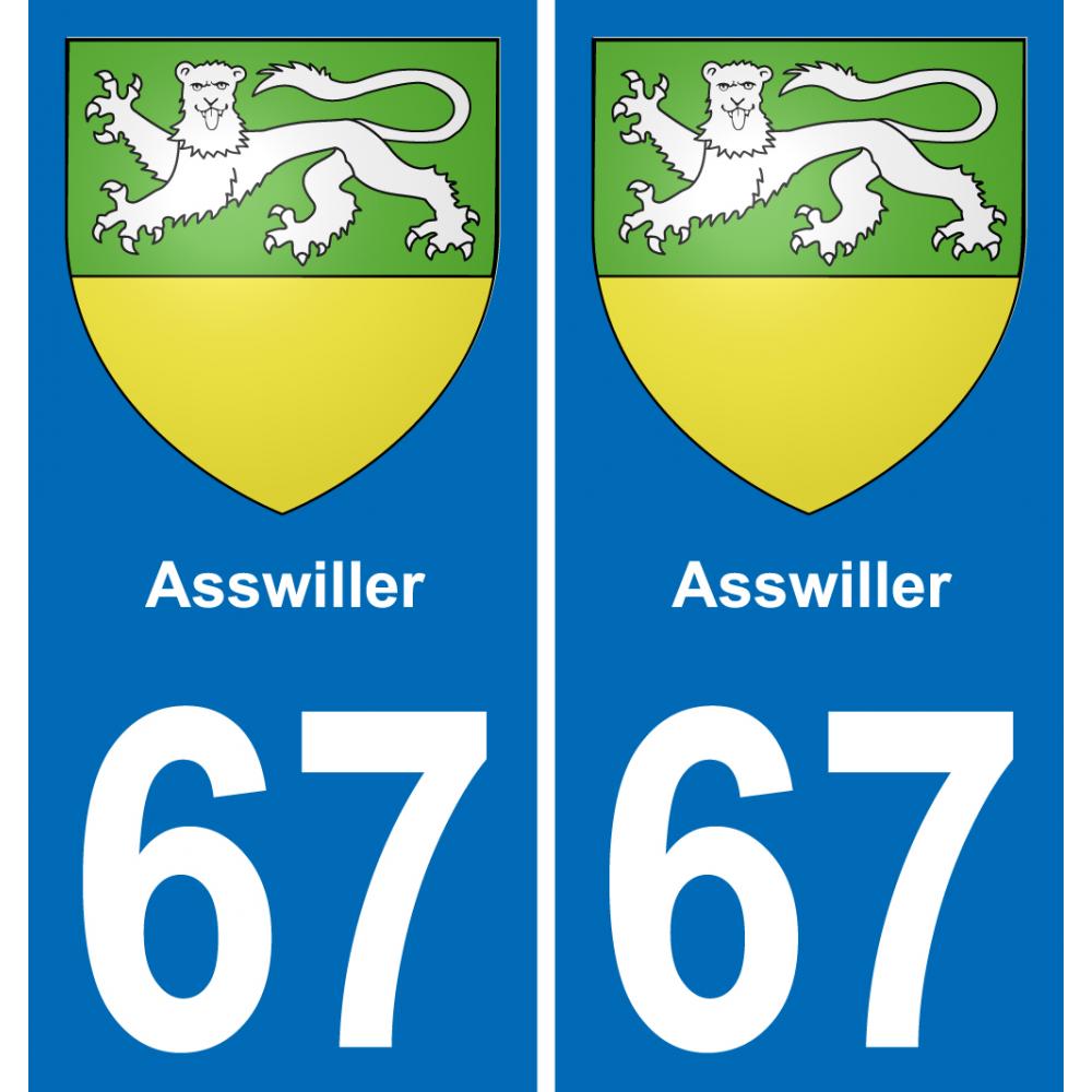 67 Asswiller sticker plate registration city