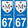 67 Auenheim autocollant sticker plaque immatriculation auto ville