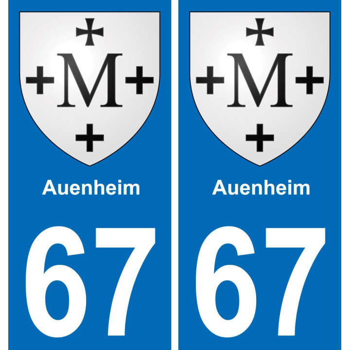 67 Auenheim autocollant sticker plaque immatriculation auto ville