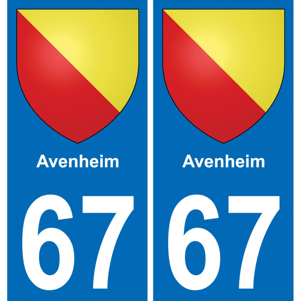 67 Avenheim autocollant sticker plaque immatriculation auto ville