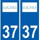37 Loches logo ville autocollant plaque stickers