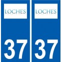 37 Loches logo ville autocollant plaque stickers