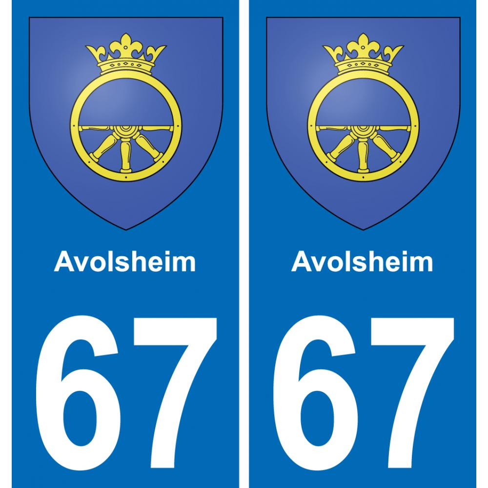 67 Avolsheim autocollant sticker plaque immatriculation auto ville