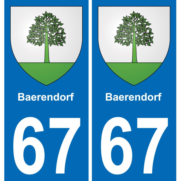 67 Baerendorf autocollant sticker plaque immatriculation auto ville