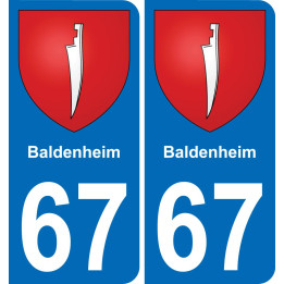67 Baldenheim autocollant sticker plaque immatriculation auto ville