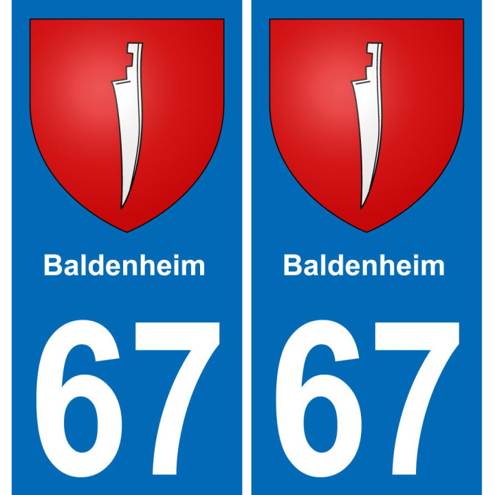 67 Baldenheim placa etiqueta de registro de la ciudad