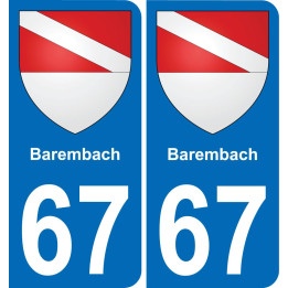 67 Barembach autocollant sticker plaque immatriculation auto ville