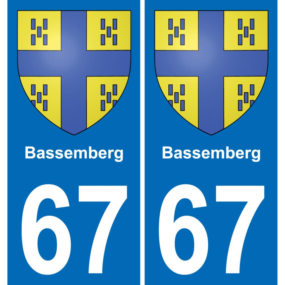 67 Bassemberg autocollant sticker plaque immatriculation auto ville