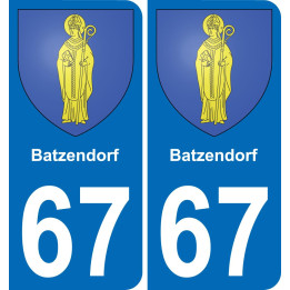 67 Batzendorf autocollant sticker plaque immatriculation auto ville