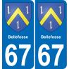67 Bellefosse autocollant sticker plaque immatriculation auto ville