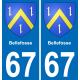 67 Bellefosse autocollant sticker plaque immatriculation auto ville