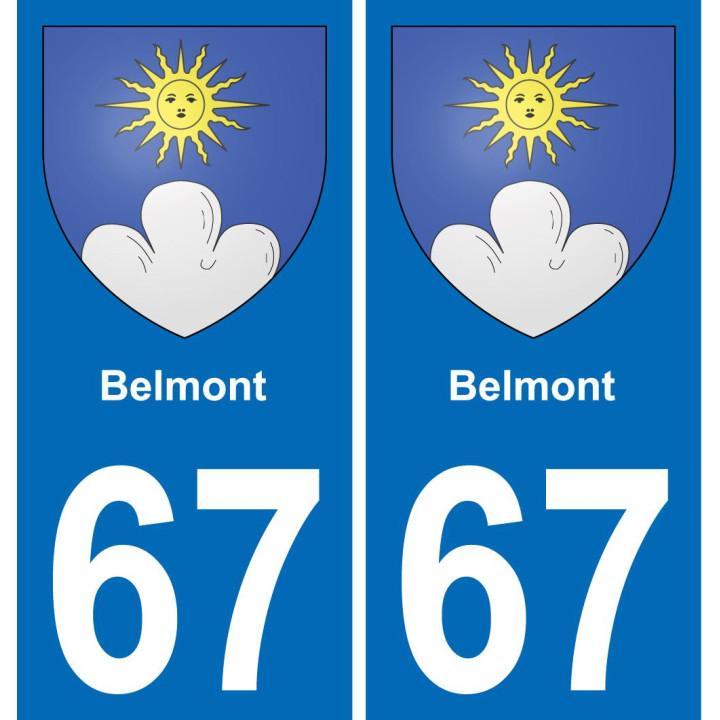 67 Belmont autocollant sticker plaque immatriculation auto ville