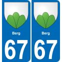 67 Berg placa etiqueta de registro de la ciudad