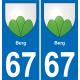 67 Berg autocollant sticker plaque immatriculation auto ville