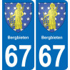 67 Bergbieten placa etiqueta de registro de la ciudad