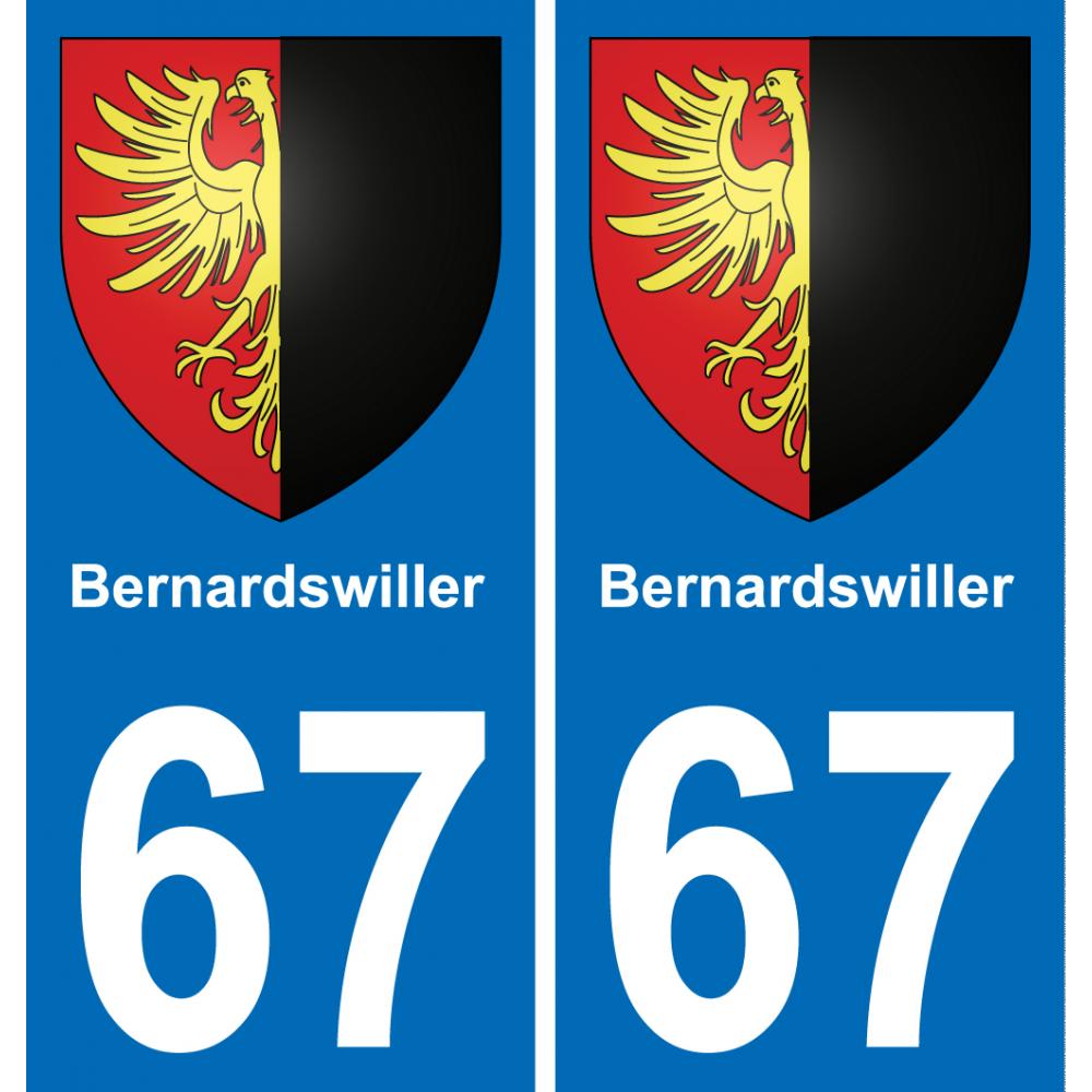 67 Bernardswiller sticker plate registration city