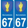 67 Bernolsheim autocollant sticker plaque immatriculation auto ville