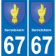 67 Bernolsheim autocollant sticker plaque immatriculation auto ville
