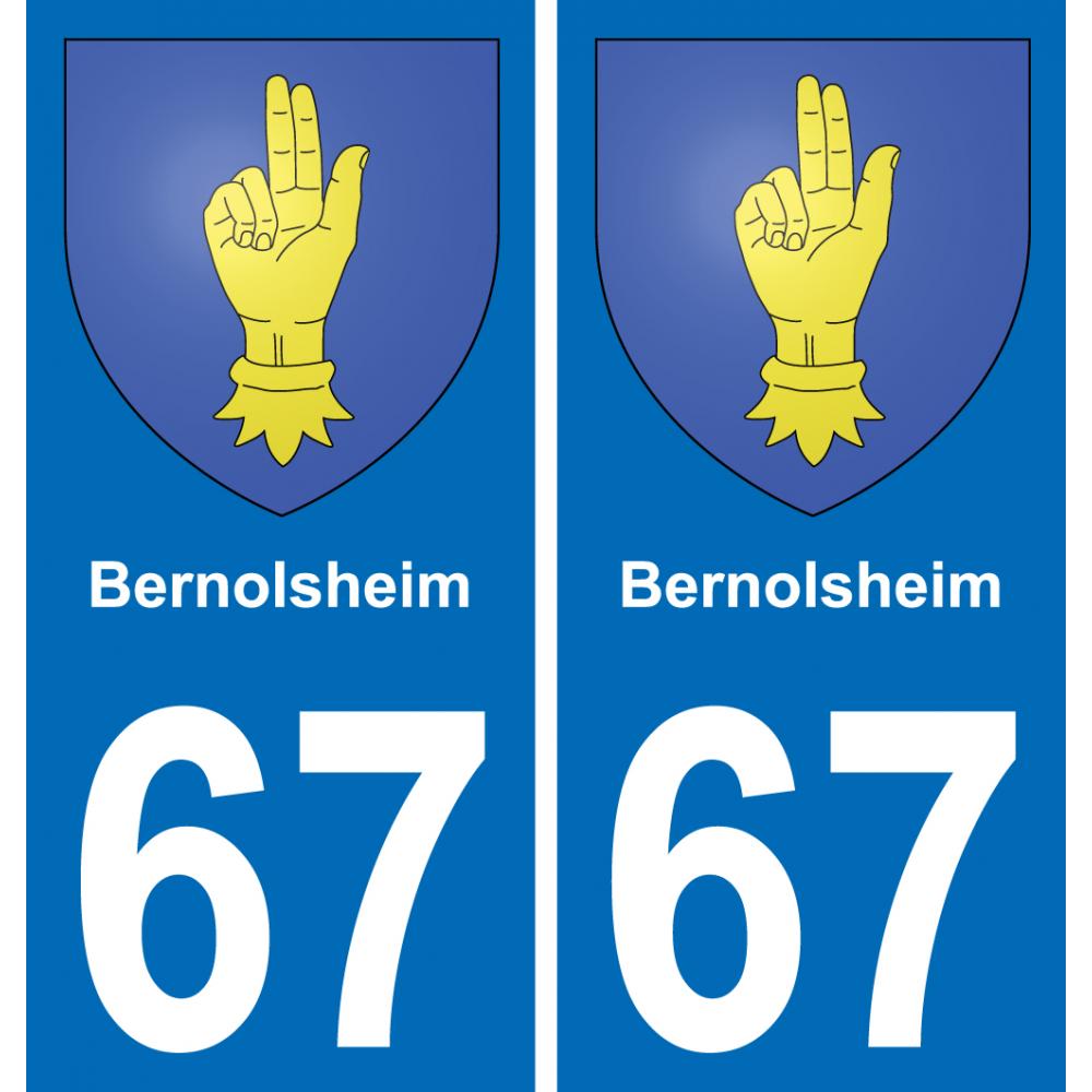 67 Bernolsheim autocollant sticker plaque immatriculation auto ville