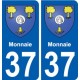 37 Monnaie ville autocollant plaque stickers