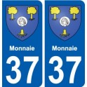 37 Monnaie ville autocollant plaque stickers