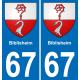 67 Biblisheim sticker plate registration city
