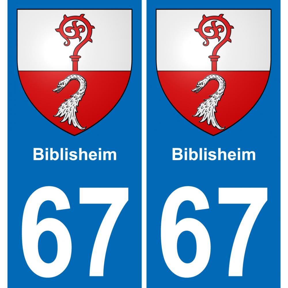 67 Biblisheim autocollant sticker plaque immatriculation auto ville