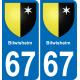 67 Bilwisheim sticker plate registration city