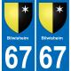 67 Bilwisheim sticker plate registration city