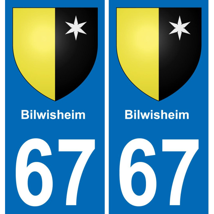 67 Bilwisheim autocollant sticker plaque immatriculation auto ville