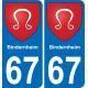 67 Bindernheim sticker plate registration city