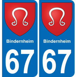 67 Bindernheim placa etiqueta de registro de la ciudad