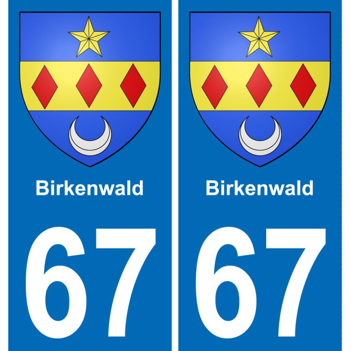 67 Birkenwald autocollant sticker plaque immatriculation auto ville