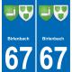 67 Birlenbach placa etiqueta de registro de la ciudad