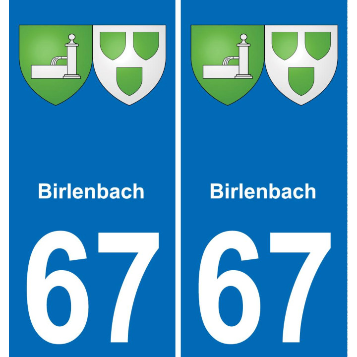 67 Birlenbach autocollant sticker plaque immatriculation auto ville