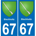 67 Bischholtz autocollant sticker plaque immatriculation auto ville