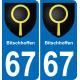 67 Bitschhoffen autocollant sticker plaque immatriculation auto ville