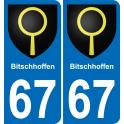 67 Bitschhoffen placa etiqueta de registro de la ciudad