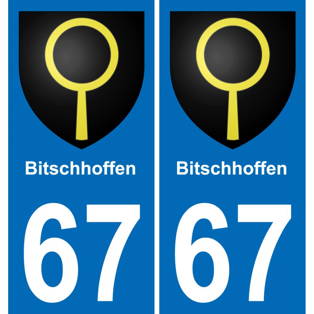 67 Bitschhoffen placa etiqueta de registro de la ciudad