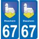 67 Blaesheim-aufkleber plakette ez stadt