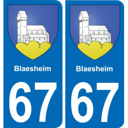 67 Blaesheim autocollant sticker plaque immatriculation auto ville