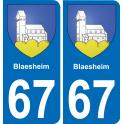 67 Blaesheim sticker plate registration city
