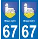 67 Blaesheim autocollant sticker plaque immatriculation auto ville