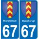 67 Blancherupt autocollant sticker plaque immatriculation auto ville