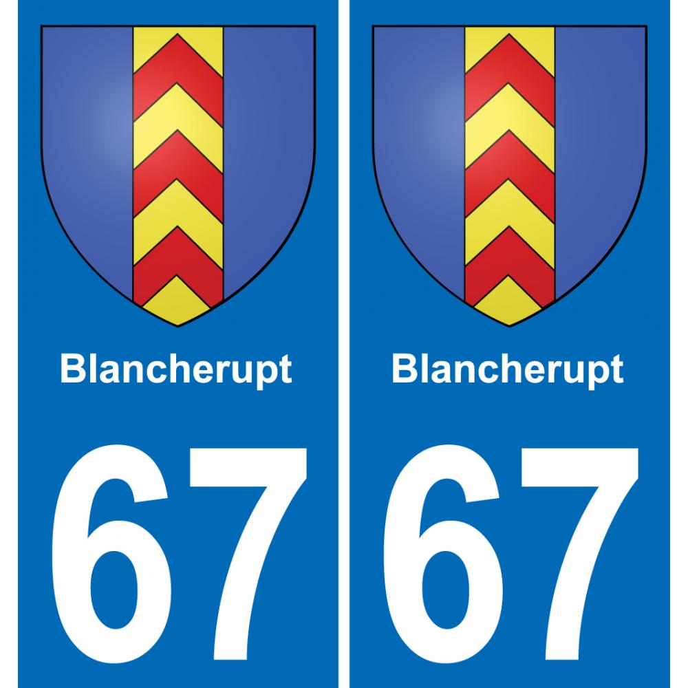 67 Blancherupt autocollant sticker plaque immatriculation auto ville
