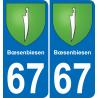 67 Bœsenbiesen sticker plate registration city
