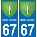 67 Bœsenbiesen sticker plate registration city