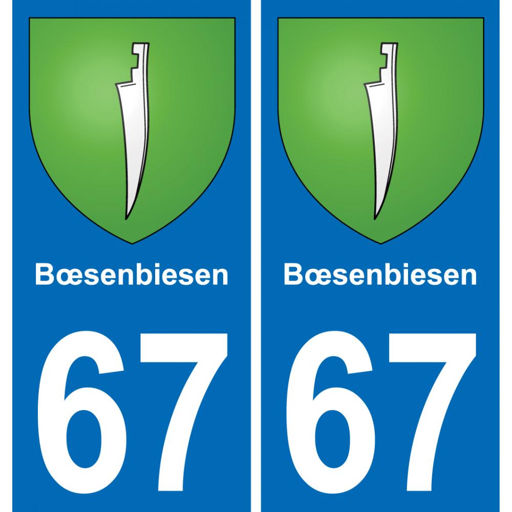 67 Bœsenbiesen placa etiqueta de registro de la ciudad